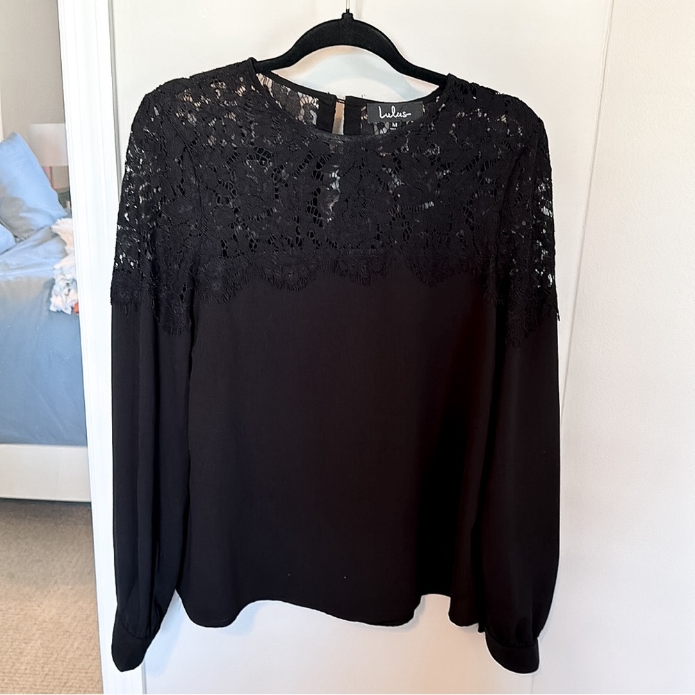 LULU’S | Picture This Black Long Sleeve Lace Top - Picture 9 of 13